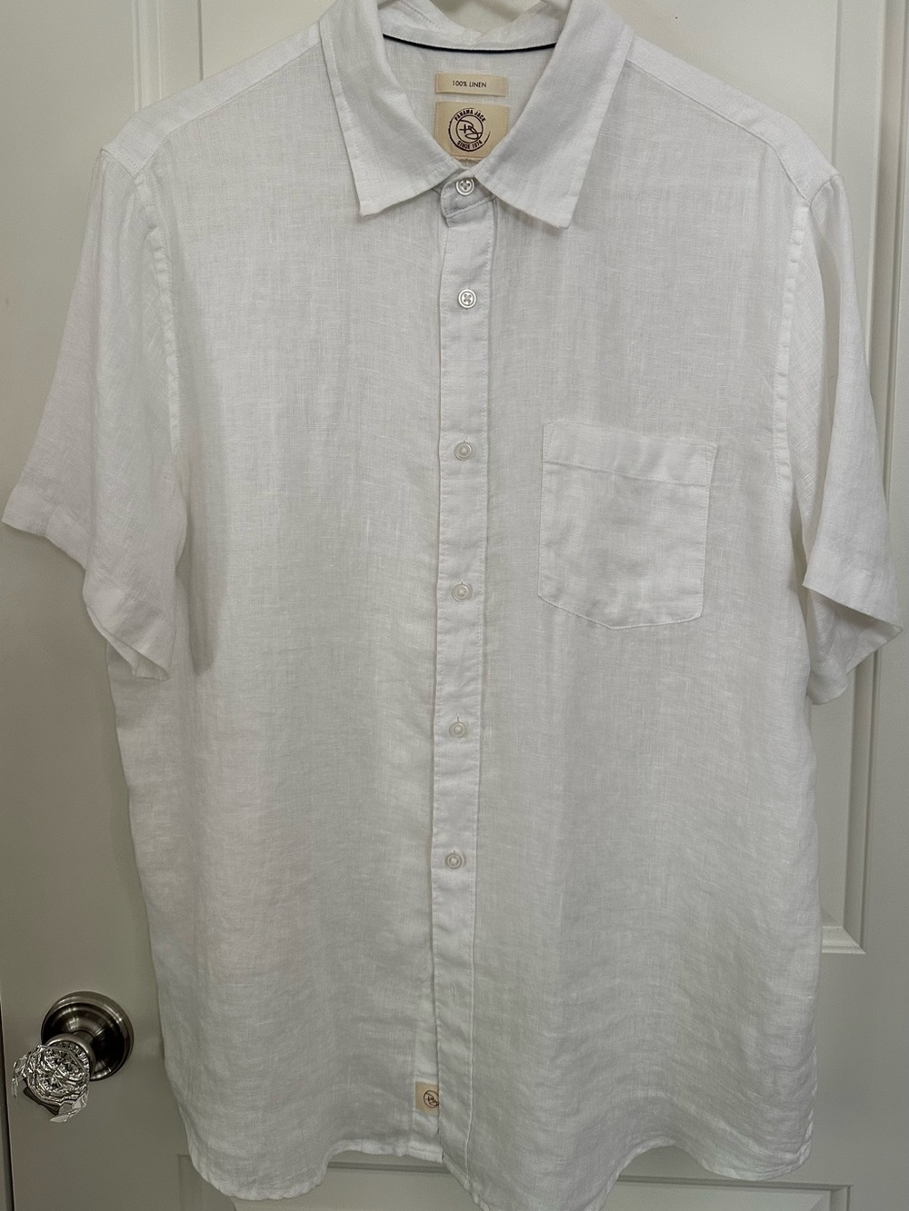 Panama Jack White Linen Short Sleeve Button Shirt Men’s L EUC